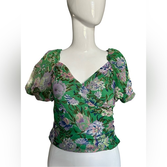ASTR GREEN FLORAL SHIRT SMALL - Picture 2 of 7